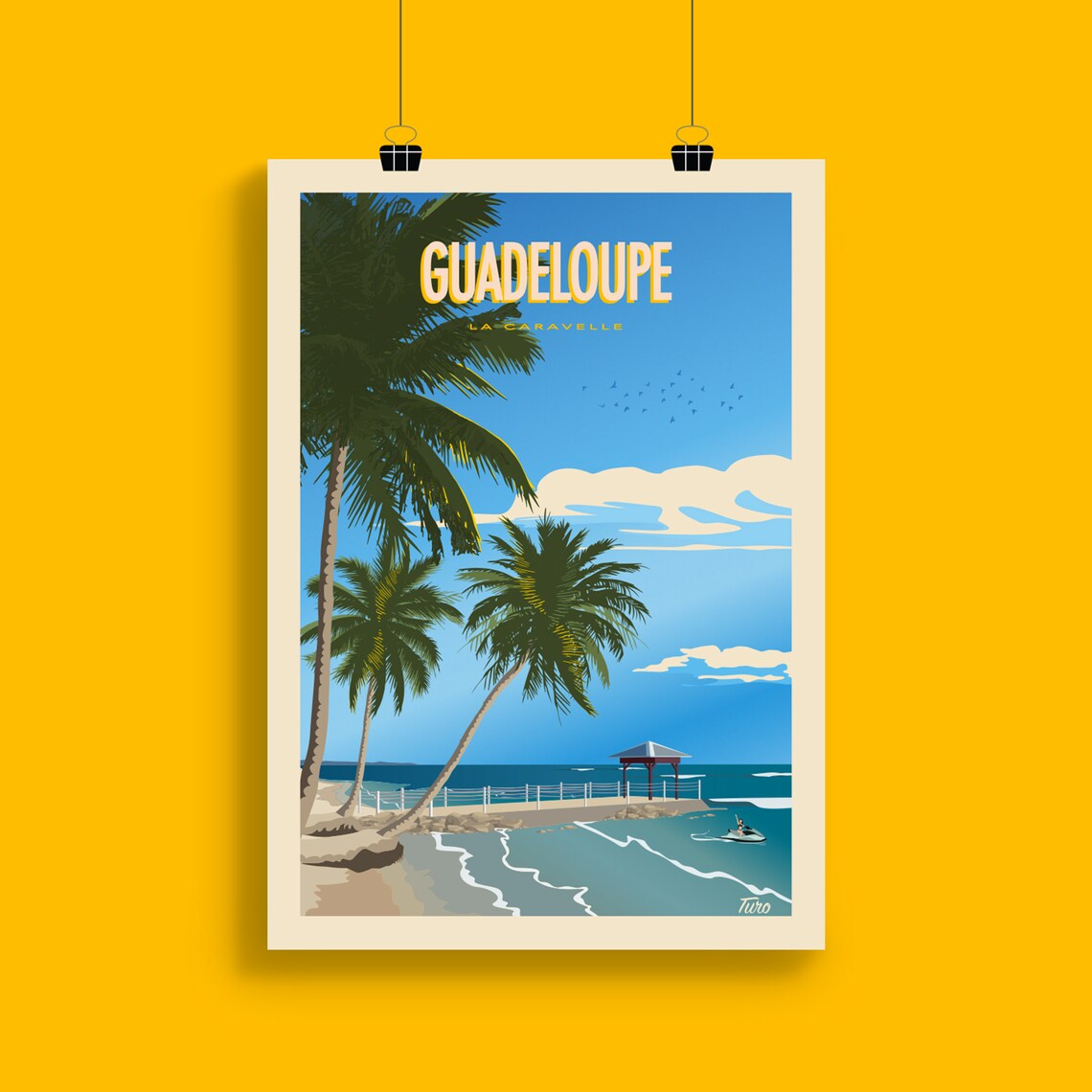 Guadeloupe Vintage Travel Poster, Island Beaches - Image 2