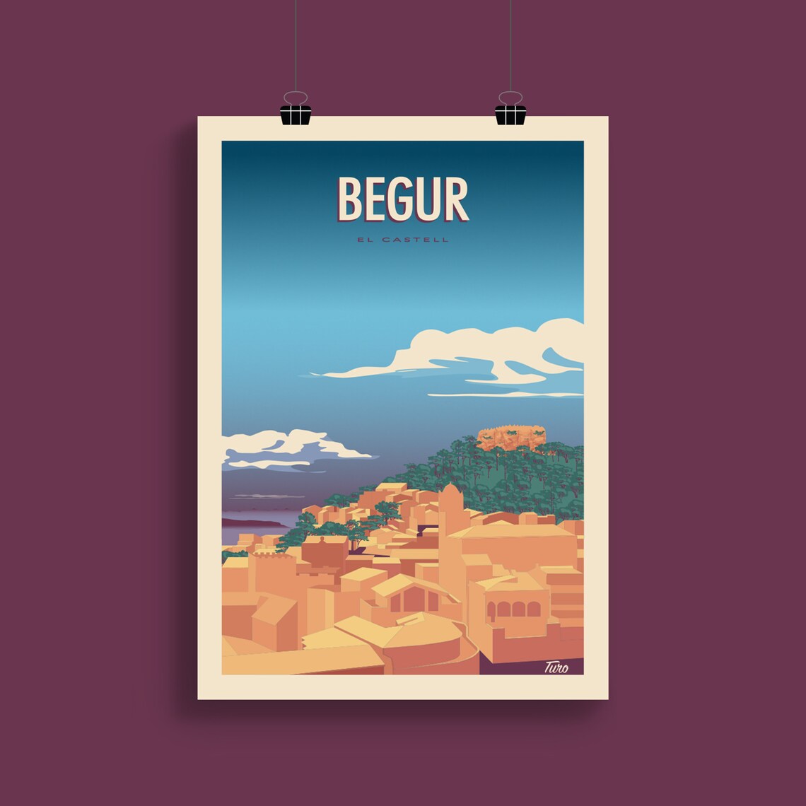 Begur Vintage Travel Poster, Costa Brava Spain - Image 2