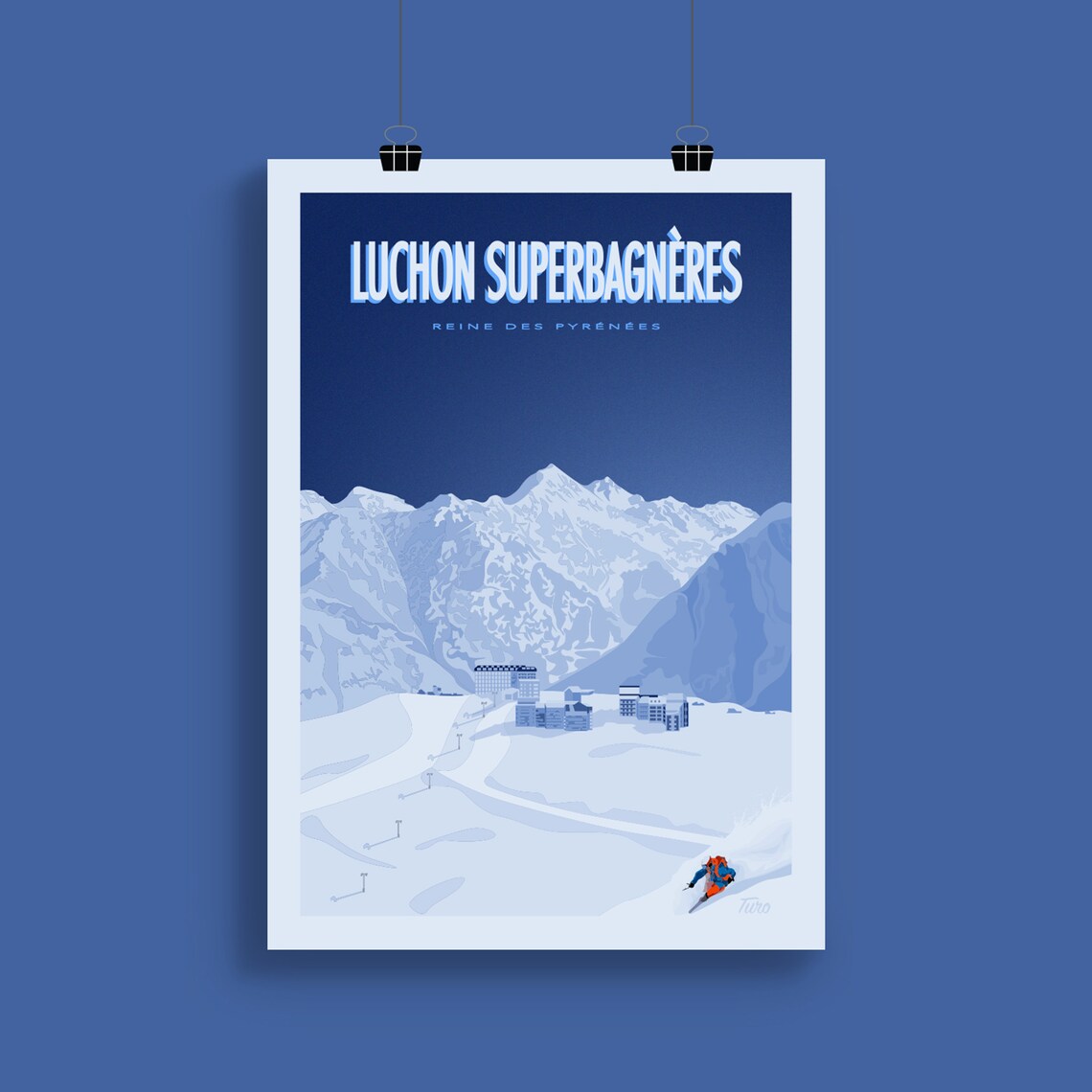 Luchon Superbagnres Vintage Pyrenees Travel Poster - Image 2