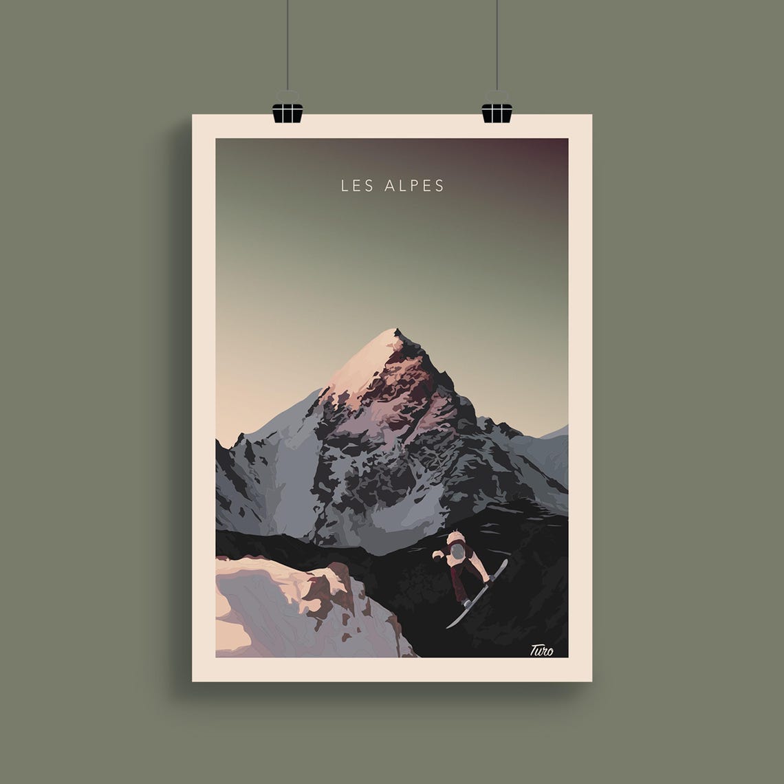 The Alps Travel Poster Ski Chairlift Travel Poster Vintage Poster Mountains Winter Sports - Image 2