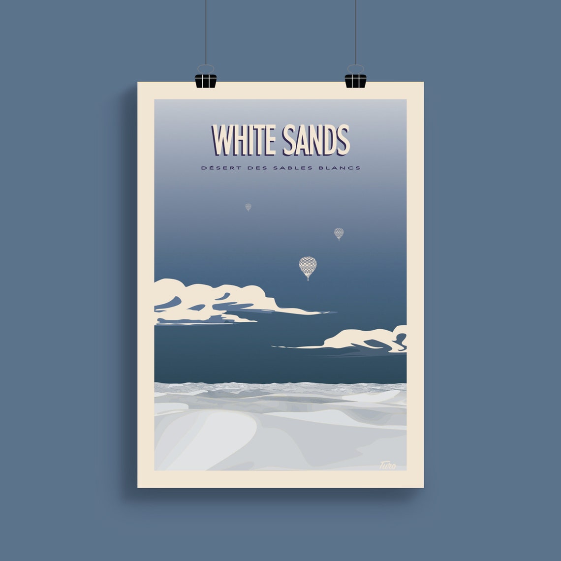 White Sands New Mexico Desert Balloons Dunes Retro Travel Poster - Image 2