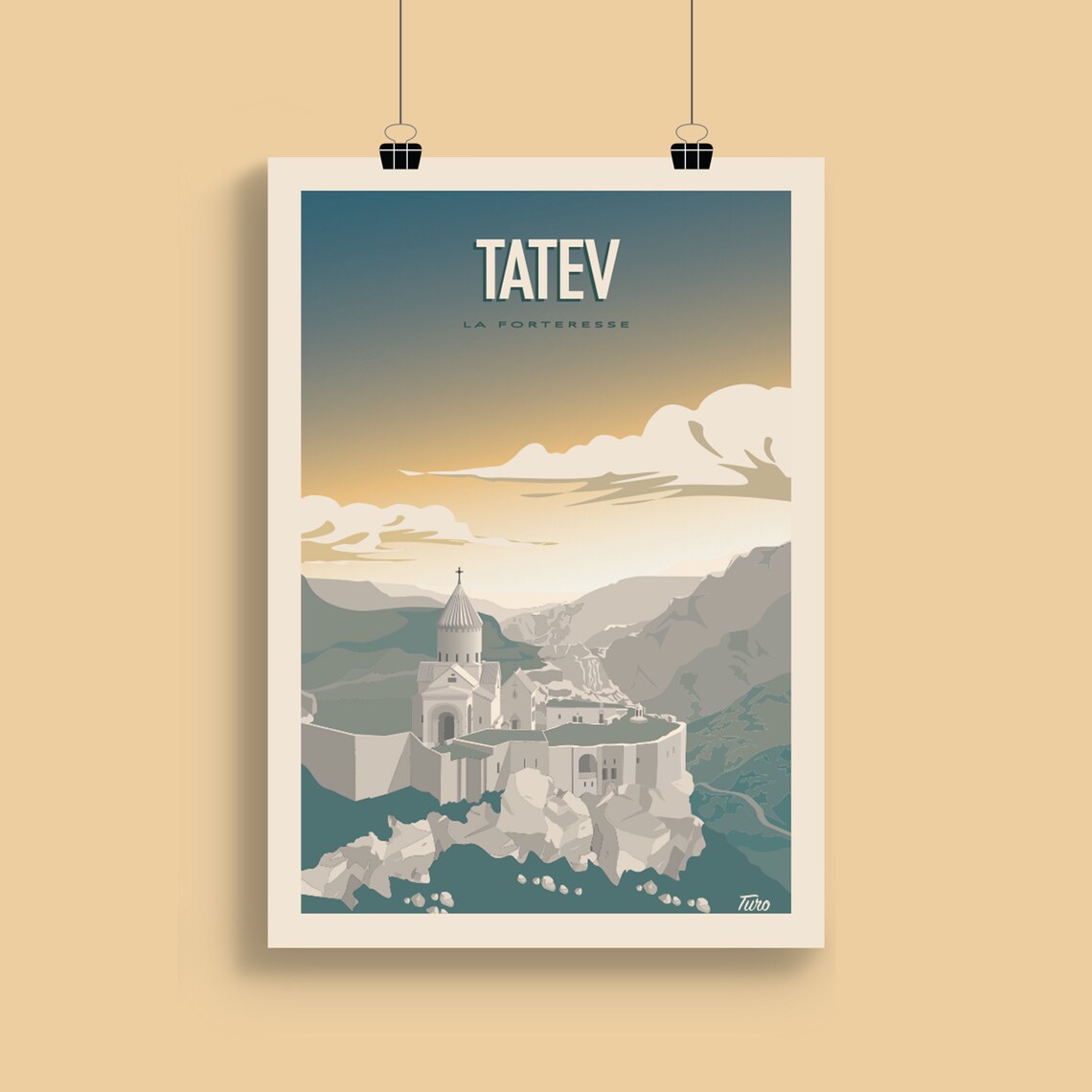Tatev Fortress Vintage Travel Poster, Armenia - Image 2