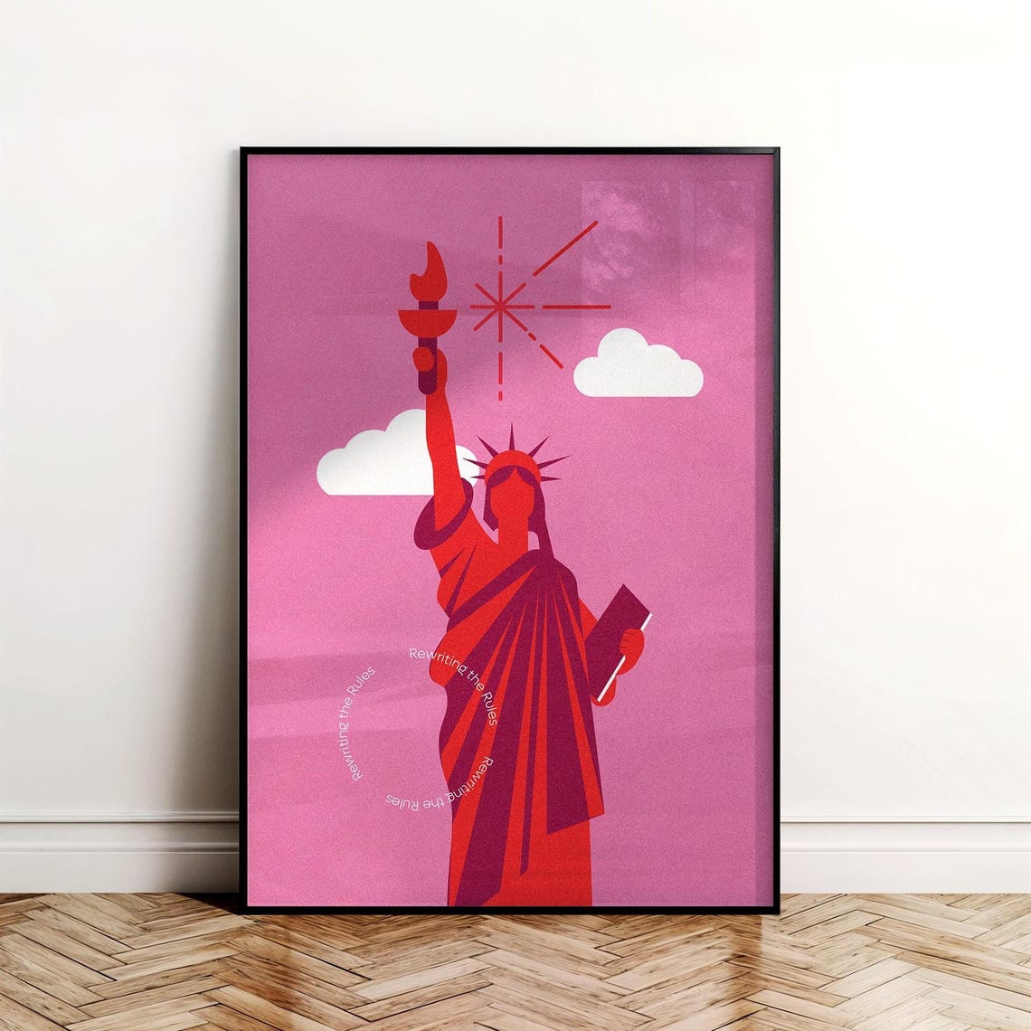 Statue Of Liberty Pink Minimalist Rewriting The Rules Art Poster