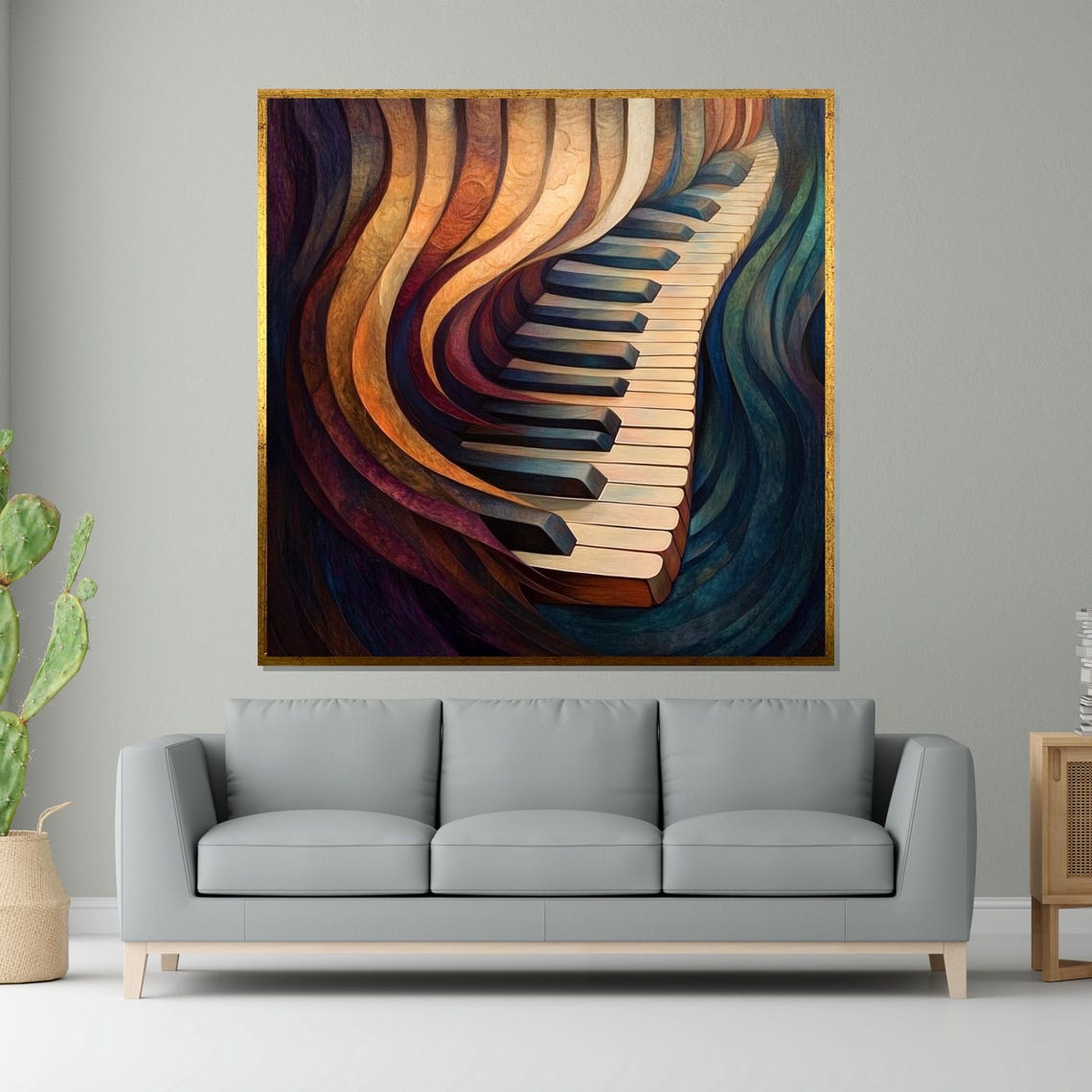 Melting Piano Keys Flowing Color Waves Surreal Music Art Poster