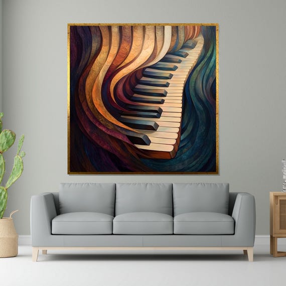 Abstract Piano Music Wall Art Colorful Piano Keys Print Surreal Music Art Wall Art Design Ready To Hang Decoration