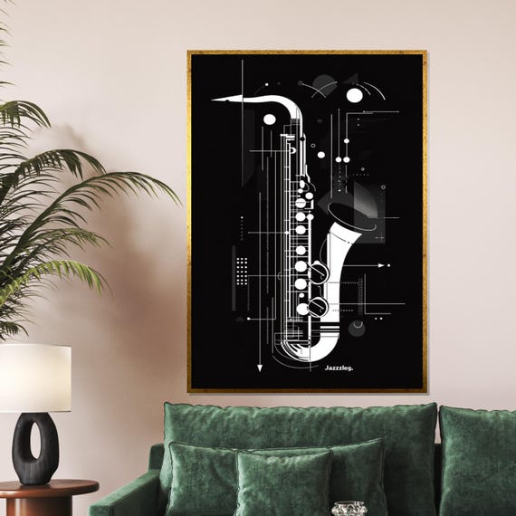 Abstract Saxophone Jazz Instrument Wall Art Music Lovers Poster Wall Art Design Ready To Hang Decoration