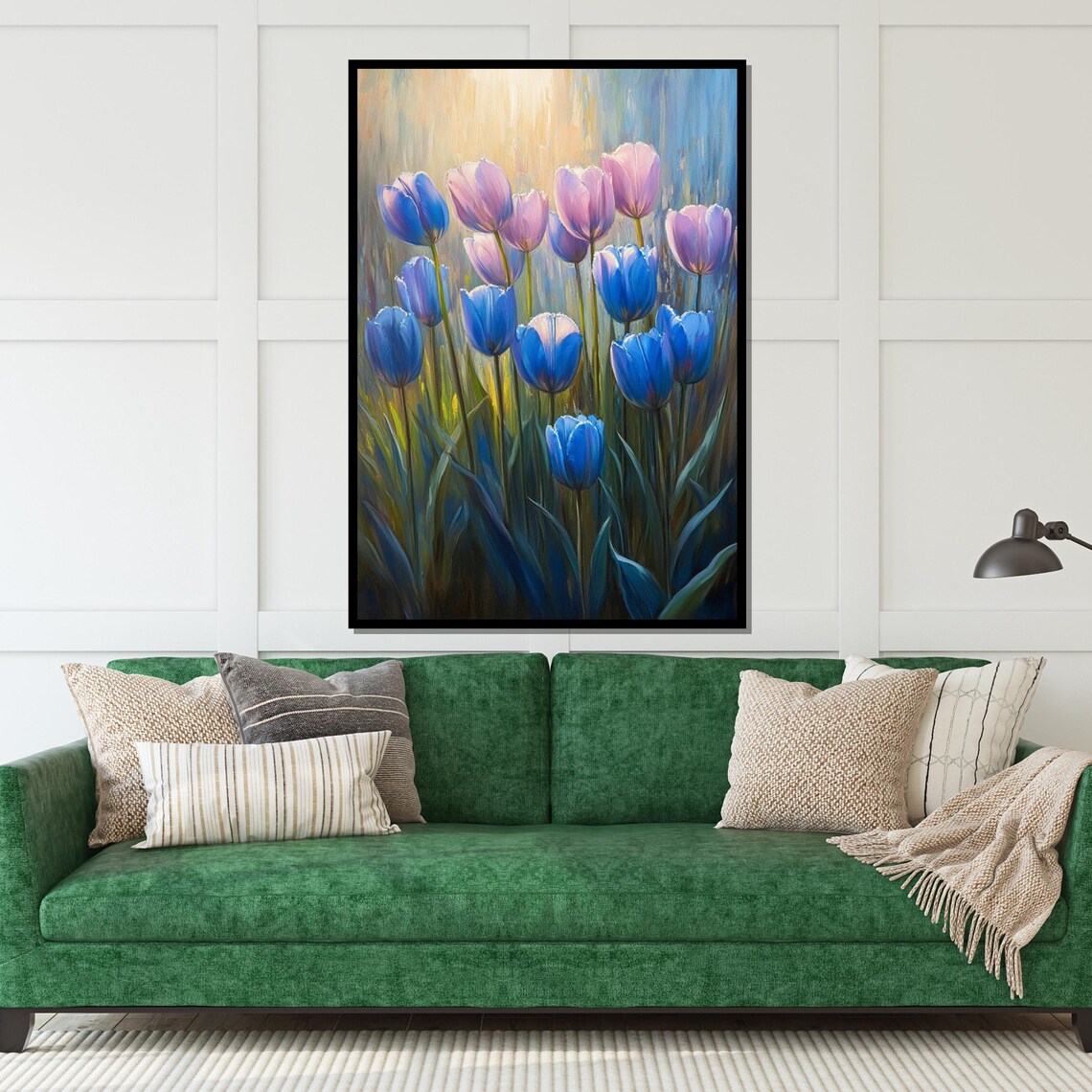 Blue Purple Tulips Dreamy Light Floral Garden Painting Art Poster - Image 5