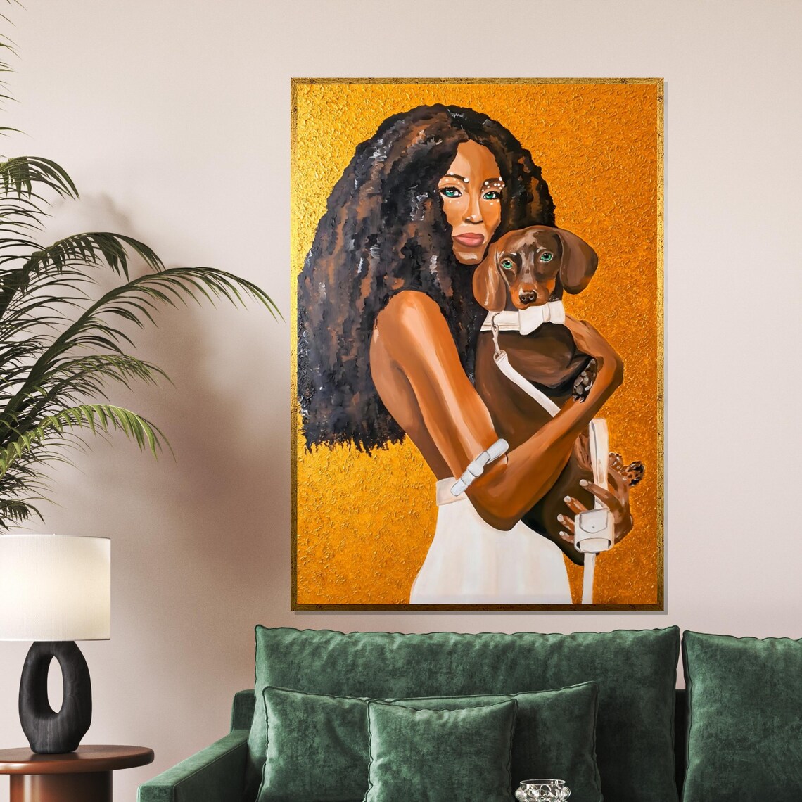 Woman Holding Dachshund Puppy Golden Portrait Dog Lover Poster