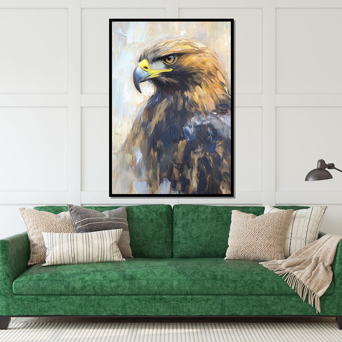 Bold Golden Eagle Portrait Fierce Raptor Painting Decorative Poster - Image 5