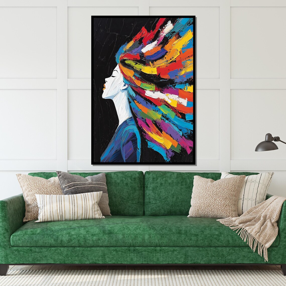Woman With Flowing Rainbow Hair Colorful Portrait Art Poster - Image 5