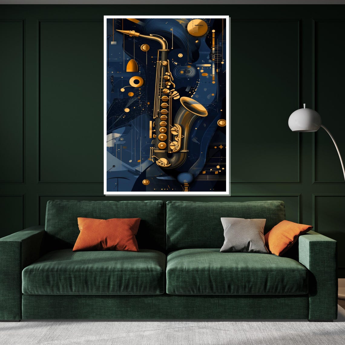 Golden Saxophone Blue Night Jazz Instrument Music Wall Poster - Image 3