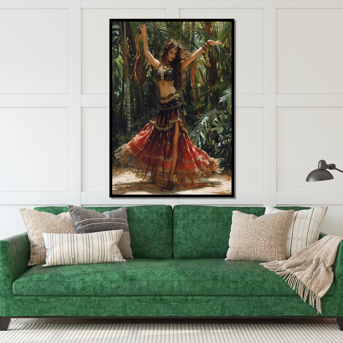 Bohemian Belly Dancer in Lush Jungle Exotic Dance Art Poster - Image 5