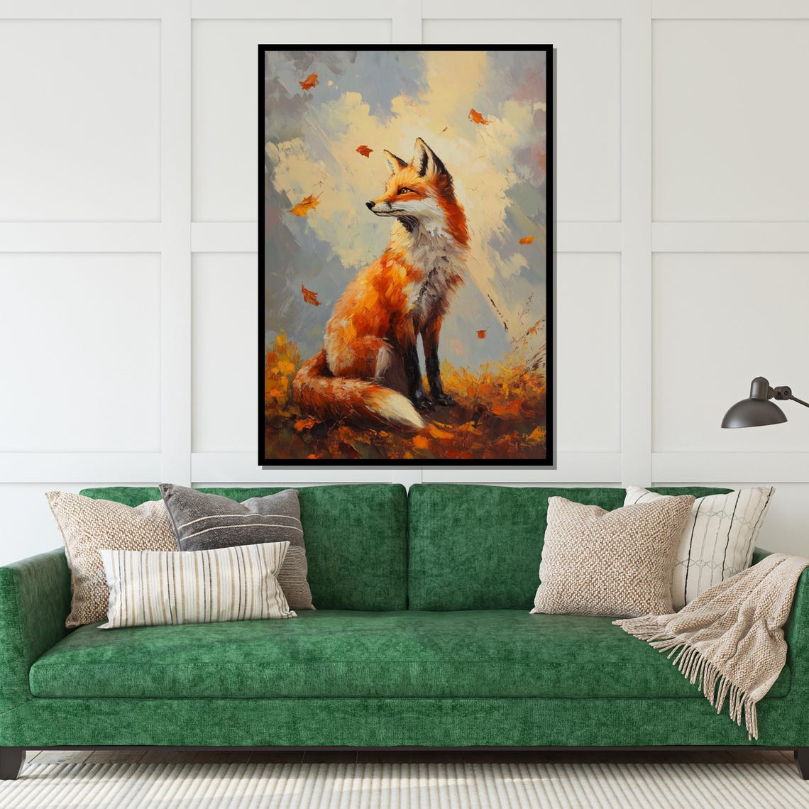Autumn Red Fox in Falling Leaves Woodland Wildlife Art Poster - Image 5