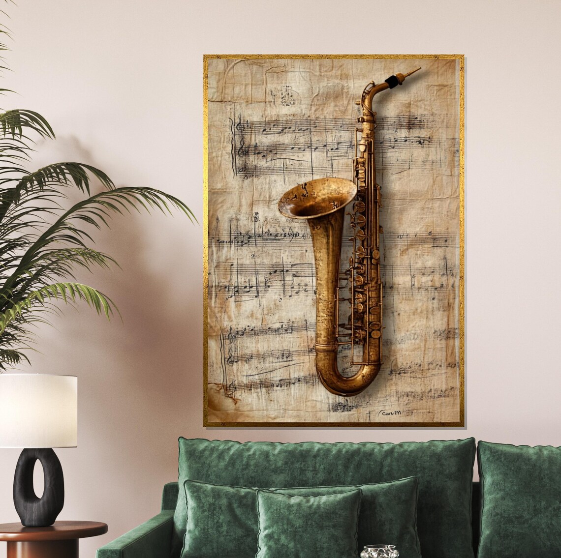 Vintage Saxophone Music Art Print, Instrument Sheet