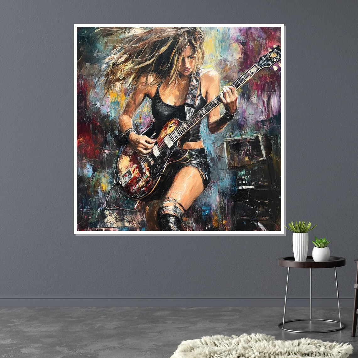Electric Guitar Female Rock Musician Bold Stage Performance Poster - Image 3