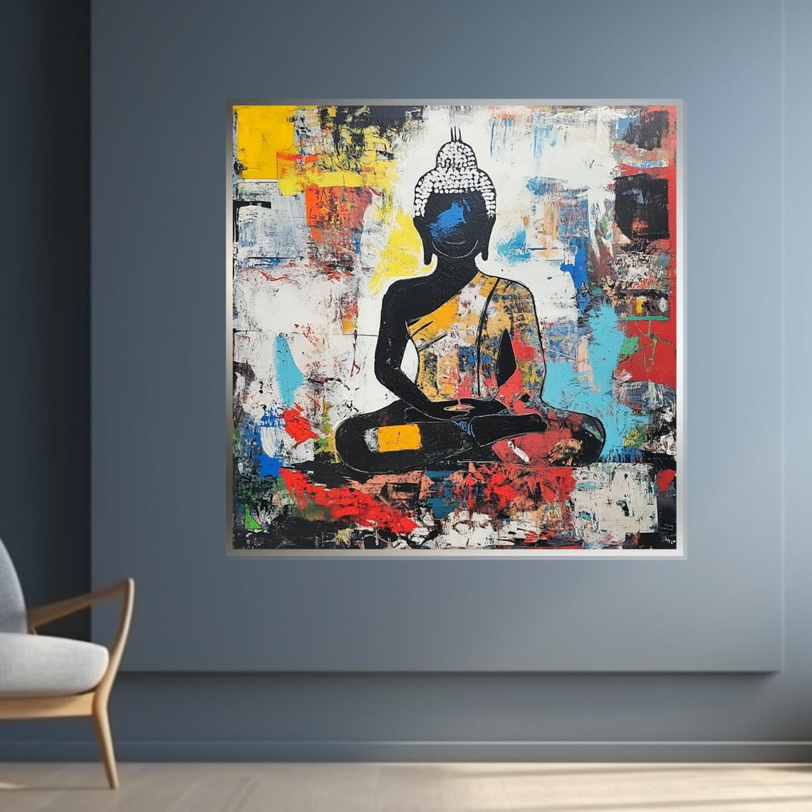Colorful Buddha Silhouette Abstract Pop Art Meditation Poster - Image 4