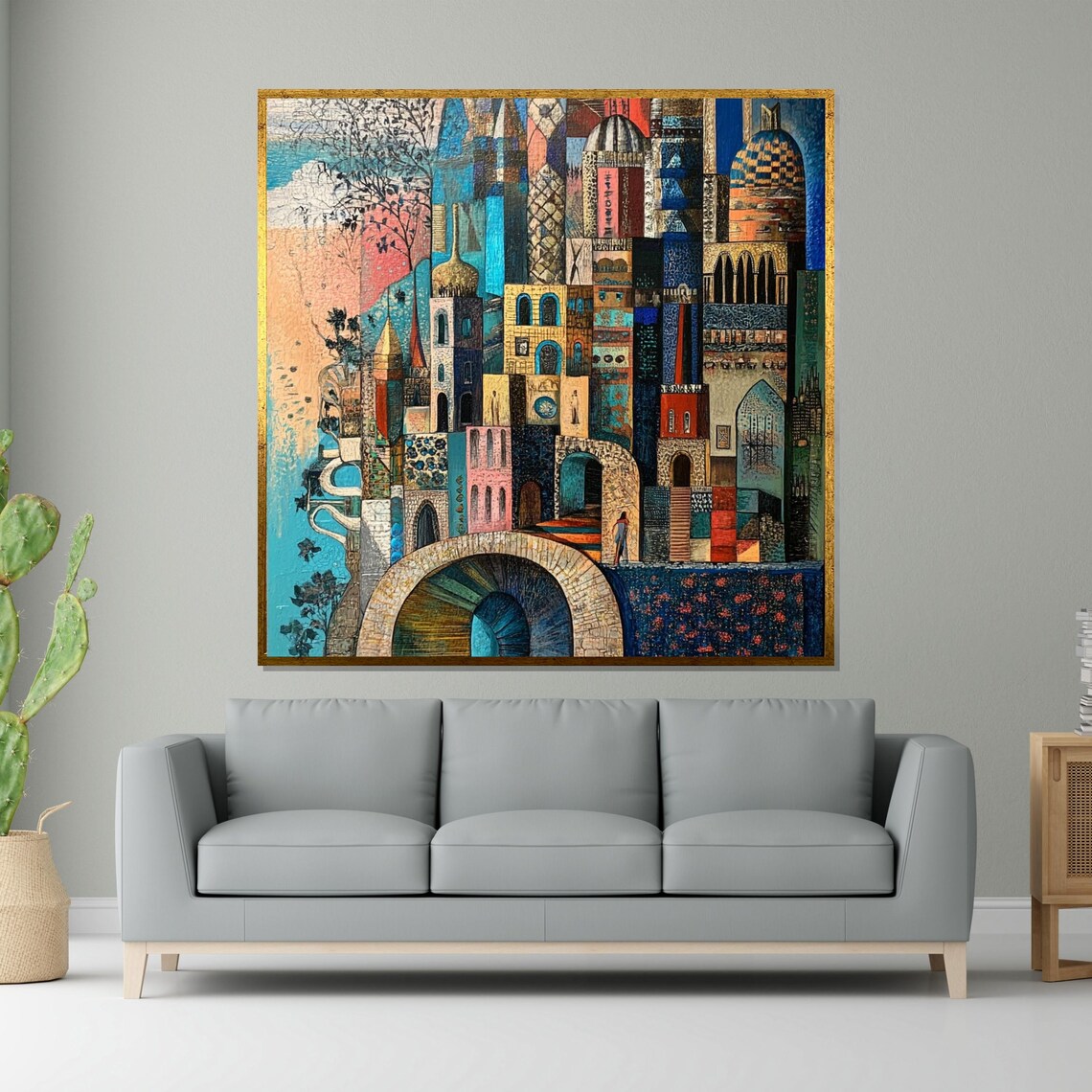 Colorful Fantasy Cityscape Domes And Towers Abstract Skyline Print