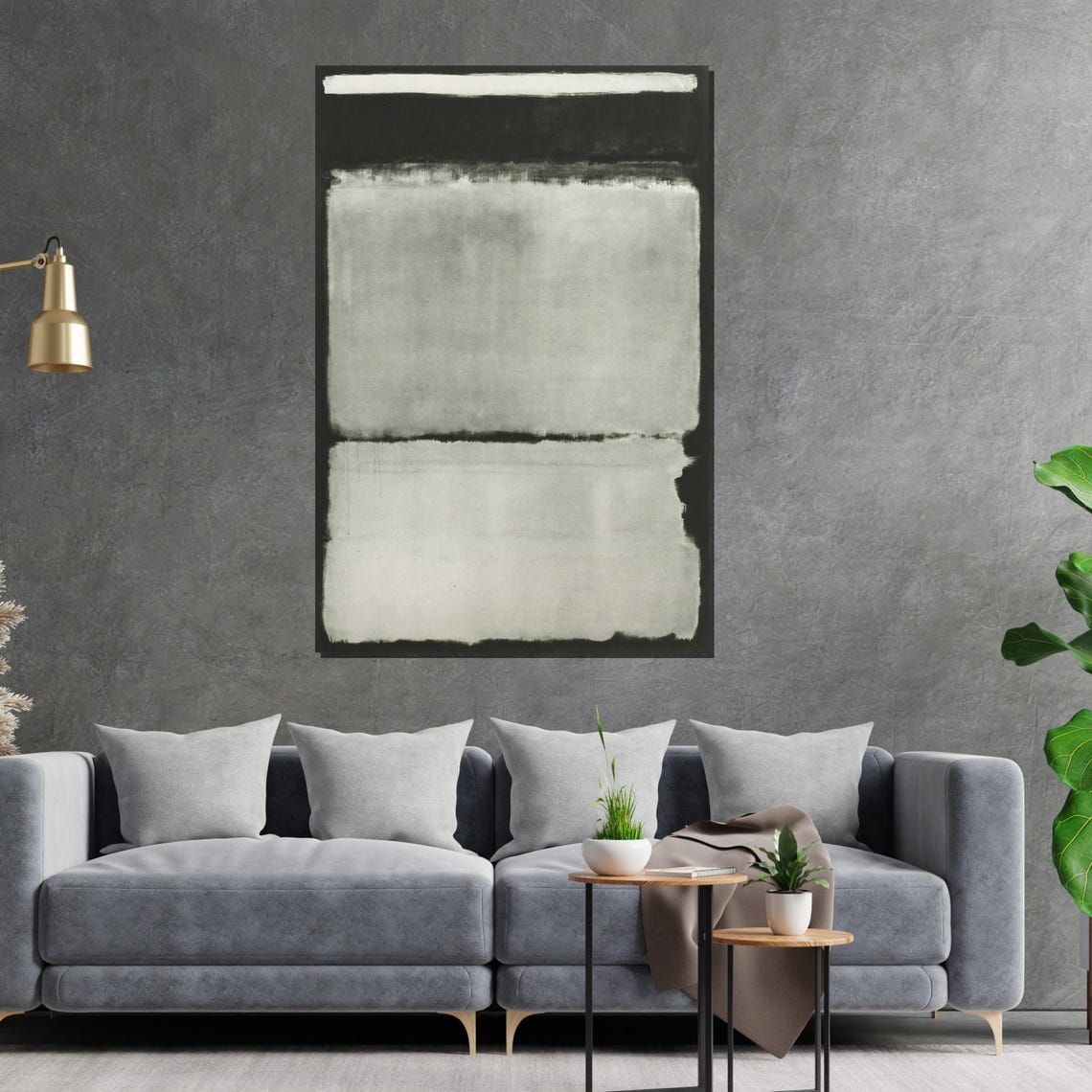 Monochrome Gray Black White Color Field Minimalist Modern Poster - Image 5