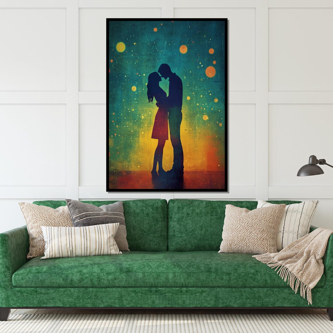 Romantic Couple Silhouette Kissing Starry Night Bokeh Romance Poster - Image 5