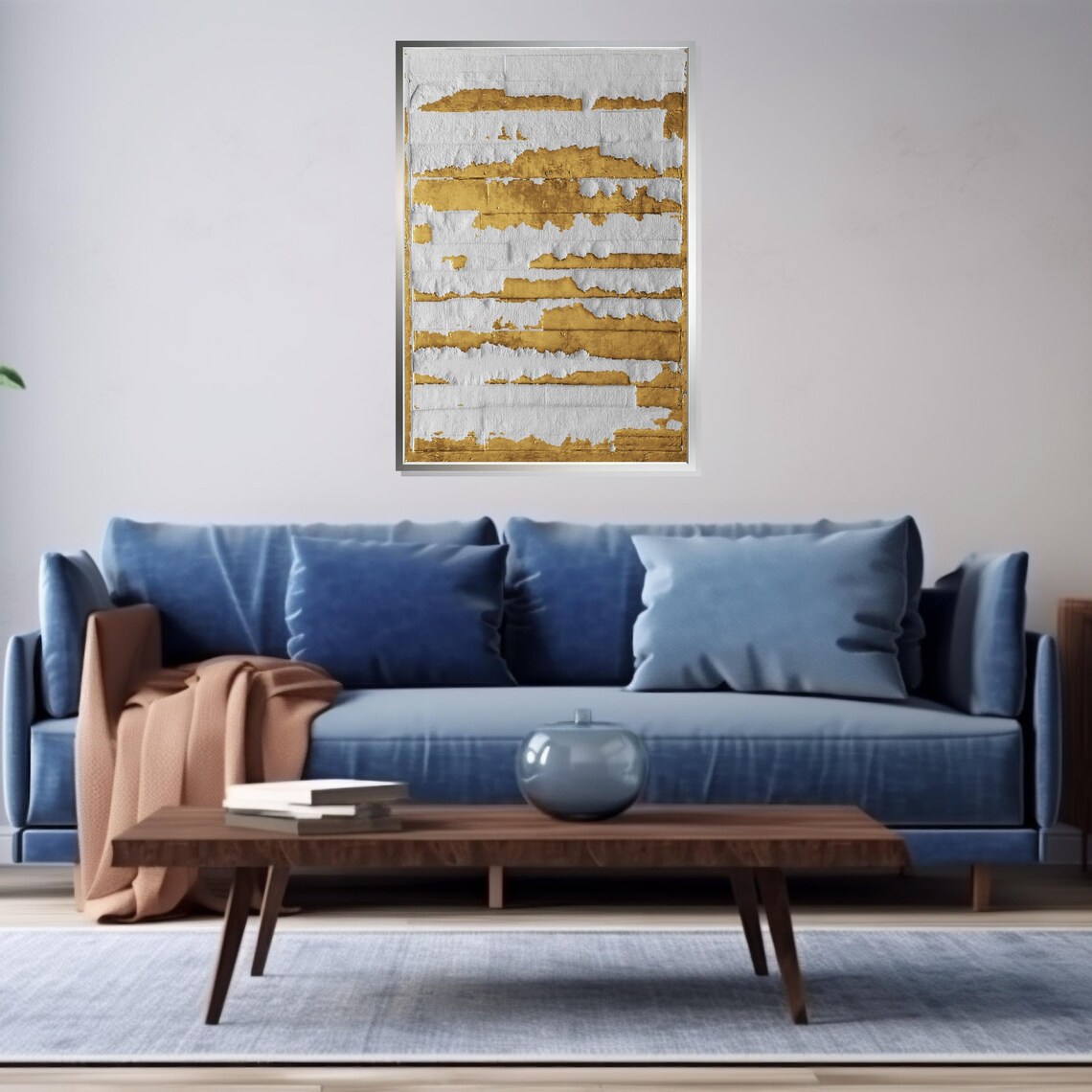 Gold Stripe Bands Textured White Luxe Modern Abstract Poster - Image 3