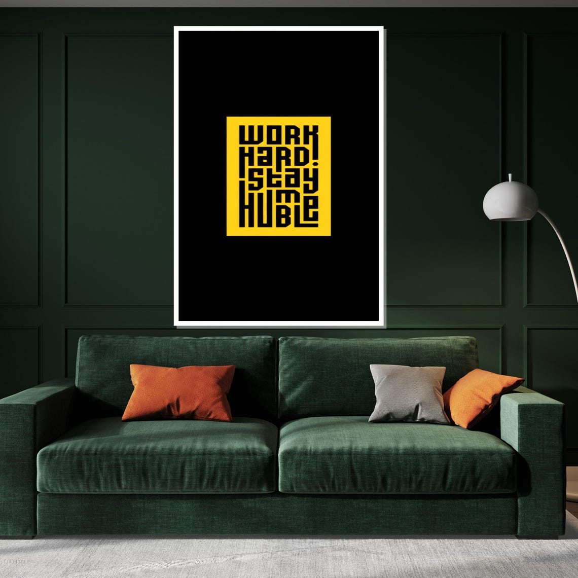Work Hard Stay Humble Black And Yellow Bold Statement Poster - Image 2