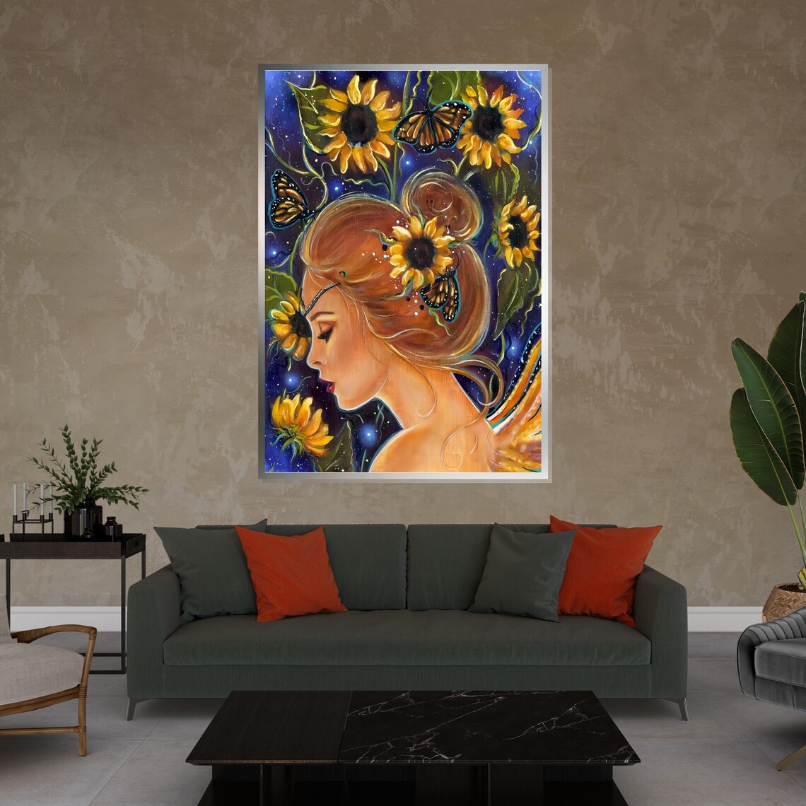 Sunflower Fairy Girl With Butterflies Whimsical Nature Dream Poster - Image 3