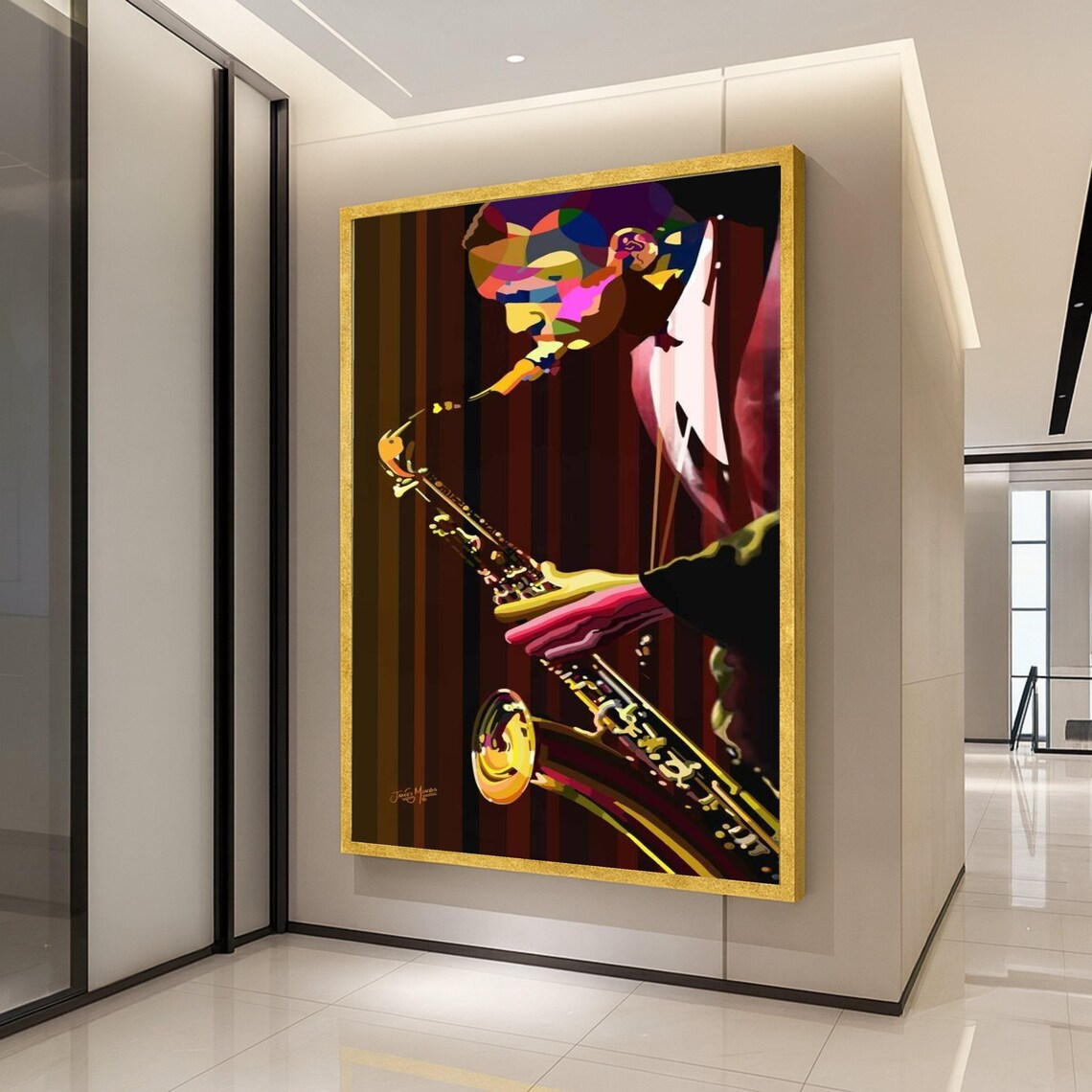 Colorful Saxophone Player Jazz Musician Pop Art Canvas Print