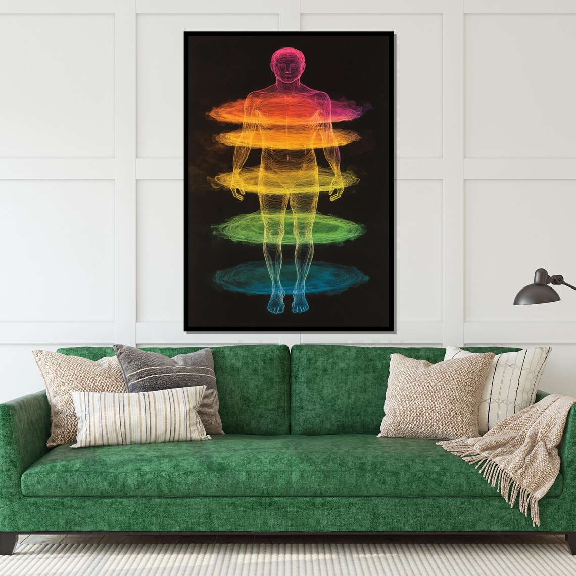 Human Energy Body with Rainbow Chakra Bands Spiritual Art Poster - Image 5