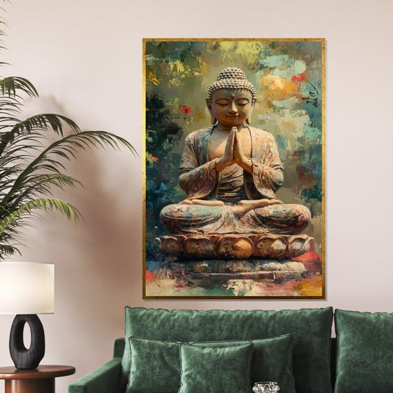 Serene Buddha Buddha Art Meditation Wall Art Peaceful Buddha Decor Wall Art Design Ready To Hang Decoration