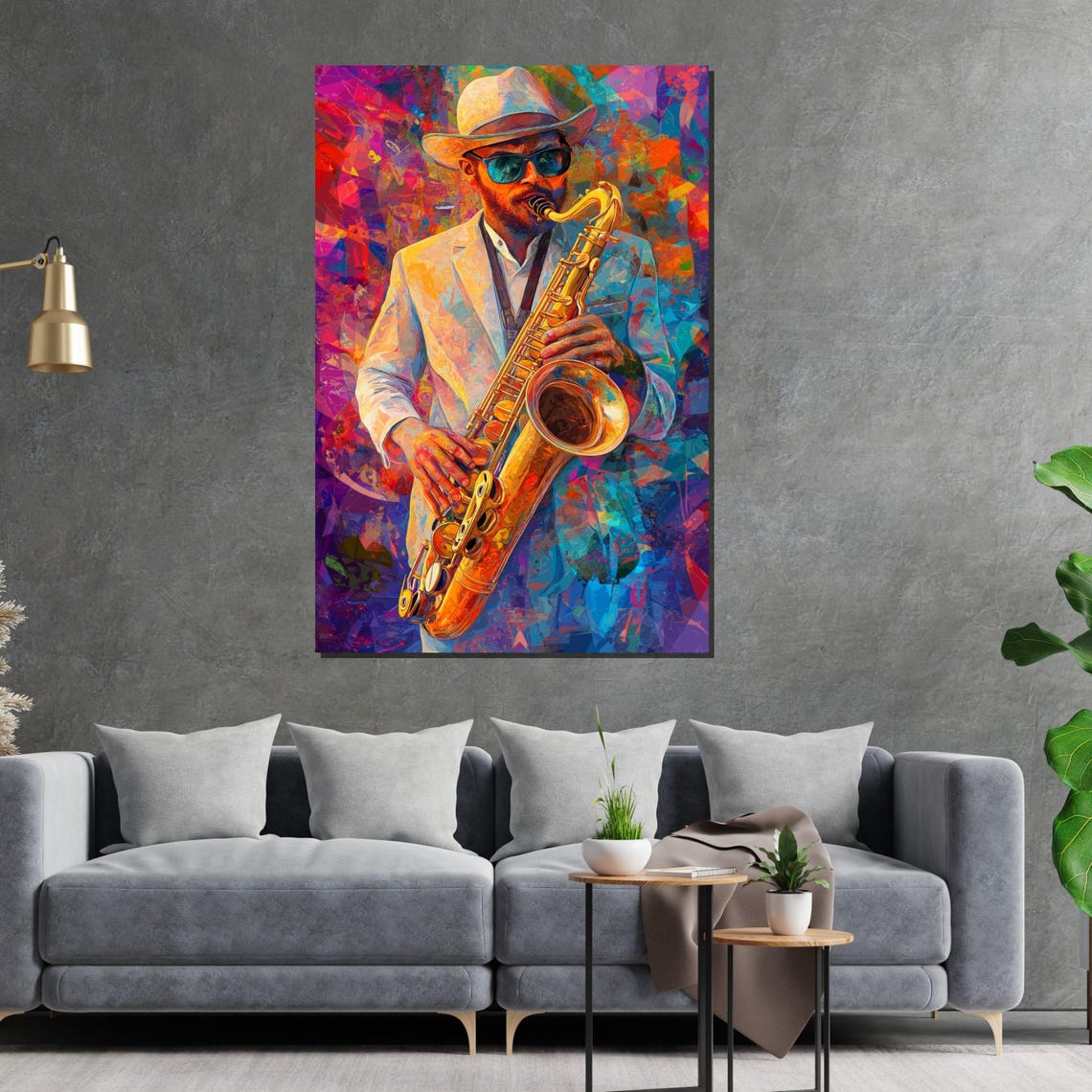 Smiling Saxophone Player White Suit Pop Art Color Burst Poster - Image 2