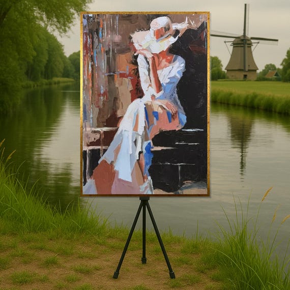 Elegant Lady Canvas Abstract Woman Art Fashion Wall Impressionist Style Design Ready To Hang Decoration
