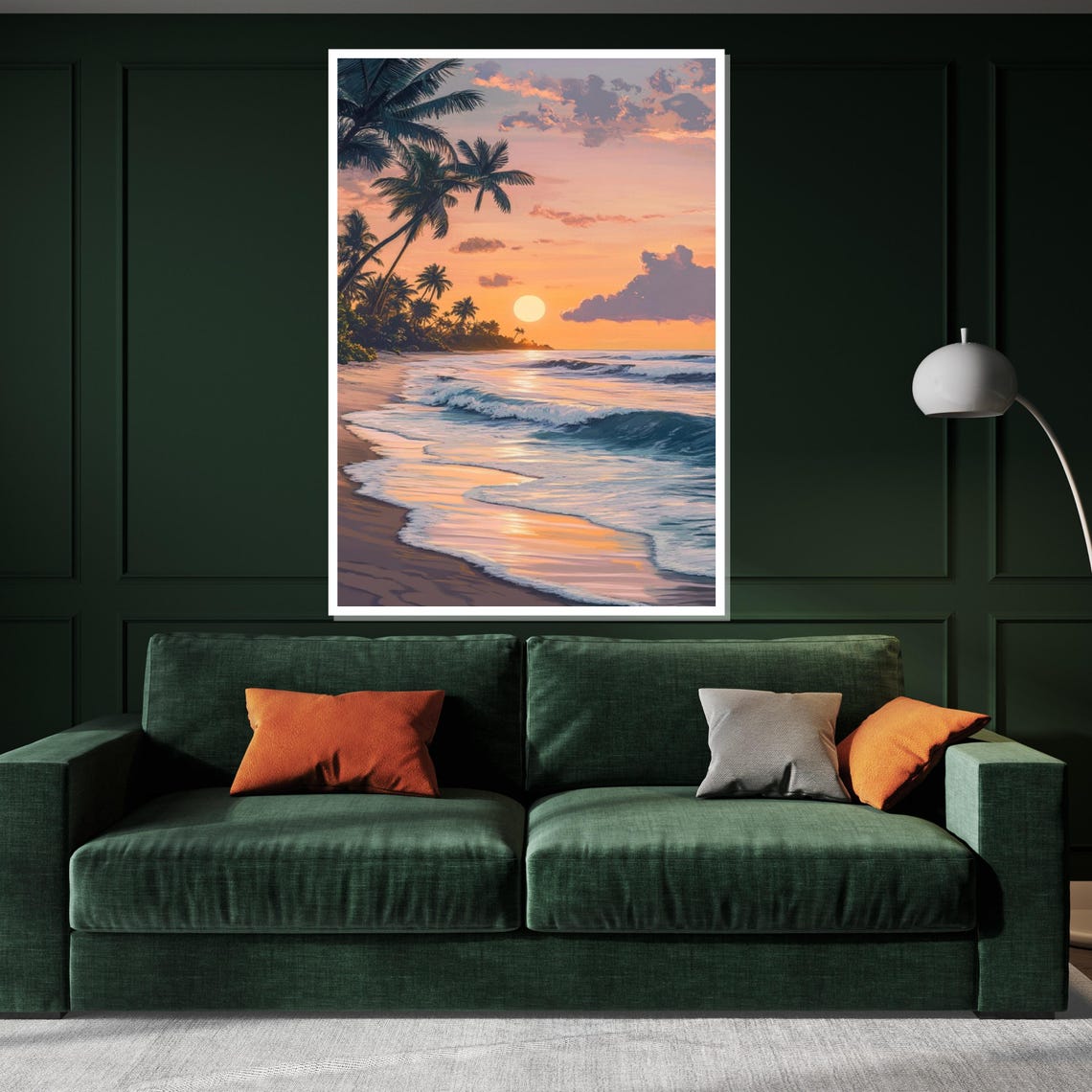 Tropical Sunset Beach Palm Tree Ocean Art Serene Beach Wall Print Nature Poster Wall Art Design Ready To Hang Decor - Image 3