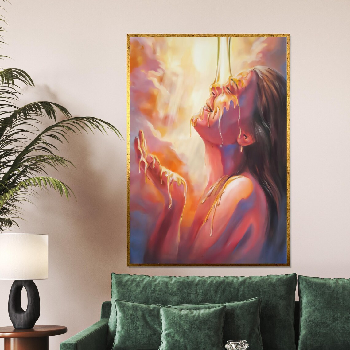 Woman Bathed In Golden Light Blissful Glow Heavenly Spiritual Poster