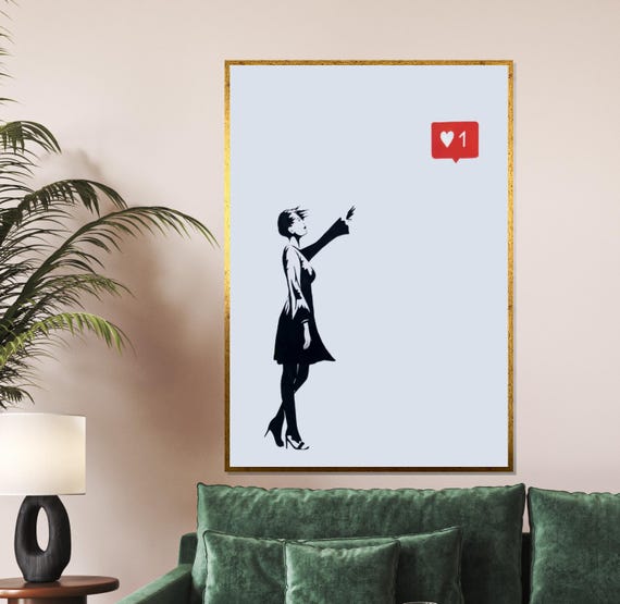 Social Reaching Minimalist Art Pop Art Print Modern Wall Art Social Media Themed Wall Art Design Ready To Hang