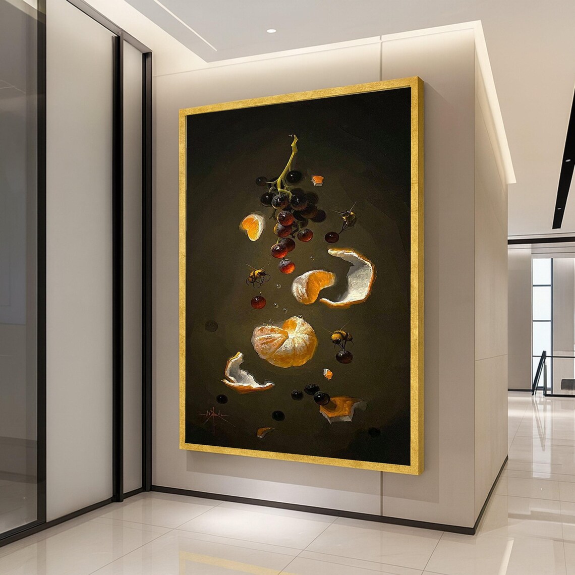 Still Life Citrus And Grapes, Botanical Wall Art