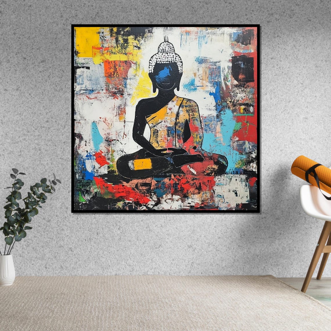 Colorful Buddha Silhouette Abstract Pop Art Meditation Poster - Image 5