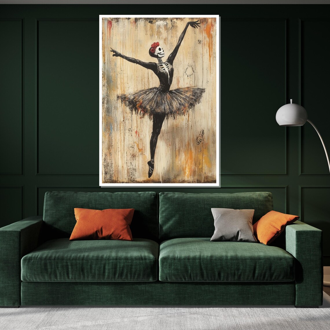 Skeleton Ballerina with Roses Vintage Gothic Dark Ballet Poster - Image 3