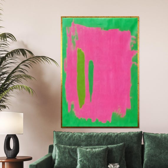 Vibrant Abstract Pink Green Wall Art Inspired By Rothko Wall Art Design Ready To Hang Decoration