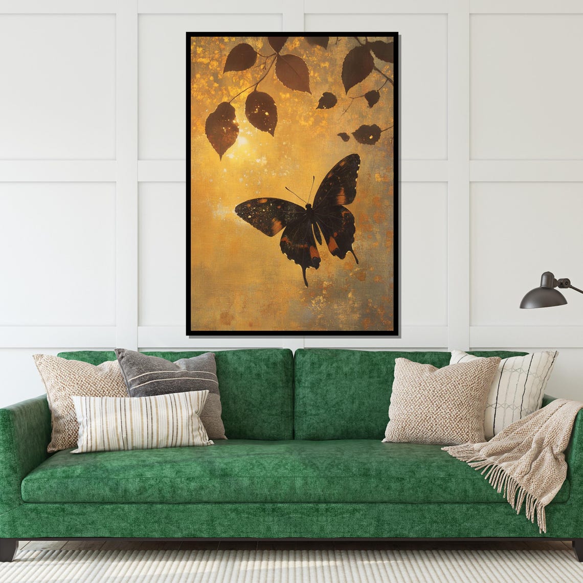 Dark Butterfly Gold Leaf Autumn Leaves Elegant Nature Art Poster - Image 5
