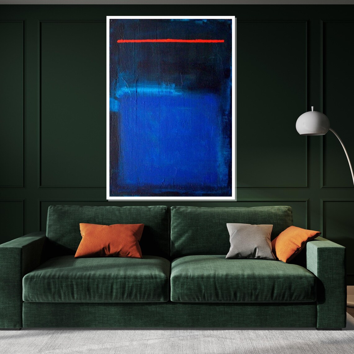 Deep Blue Abstract with Red Horizon Line Modern Gallery Art Poster - Image 3