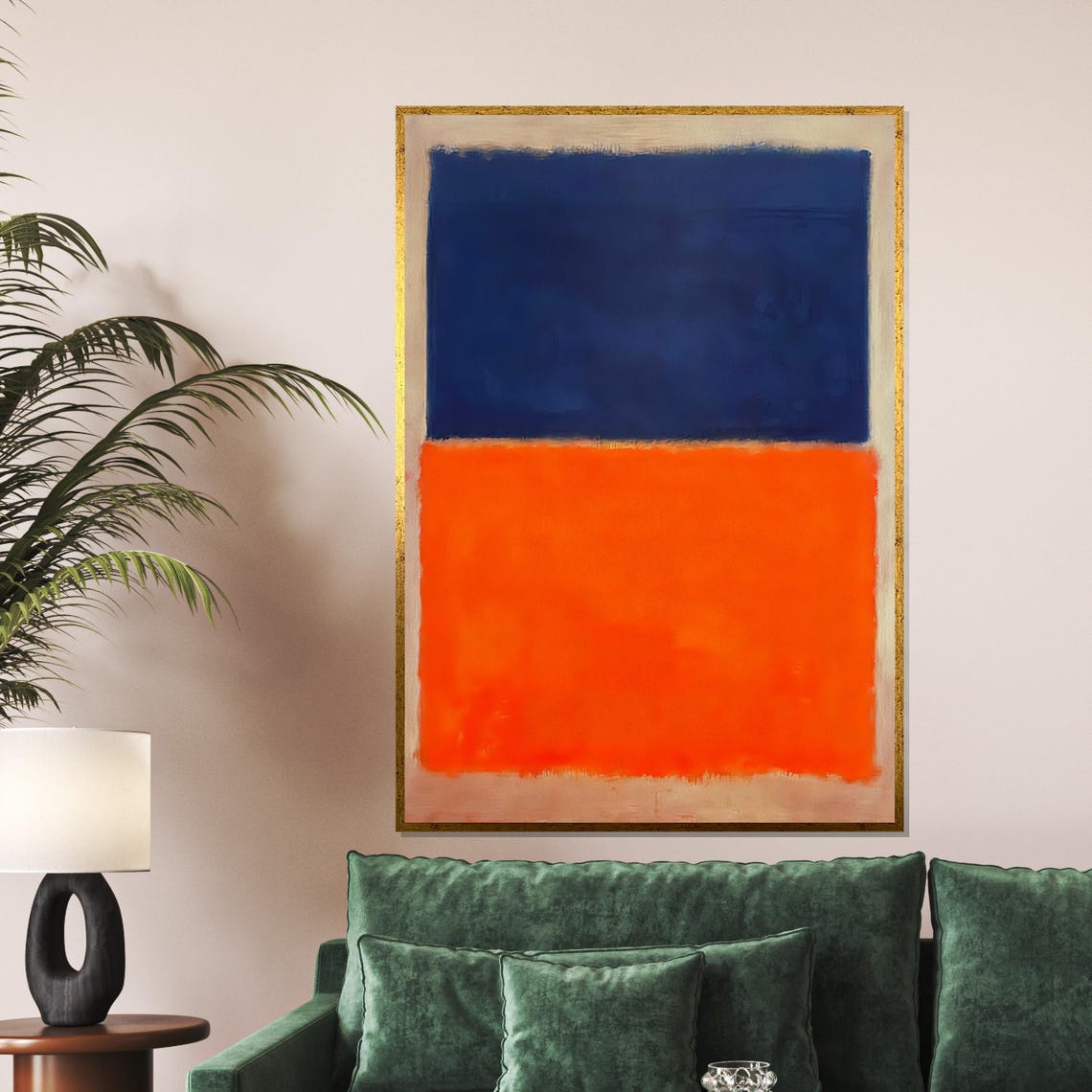 Bold Blue and Orange Color Block Abstract Modern Gallery Poster