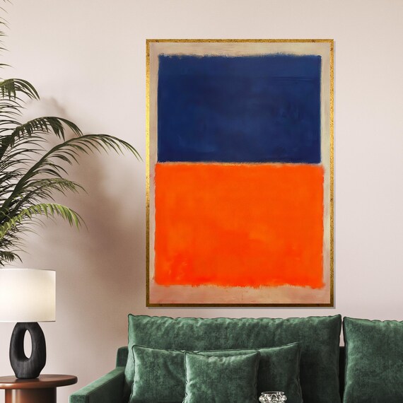 Mark Rothko Inspired Abstract Blue And Orange Blocks Minimalist Wall Art Color Field Art Ready To Hang Decoration