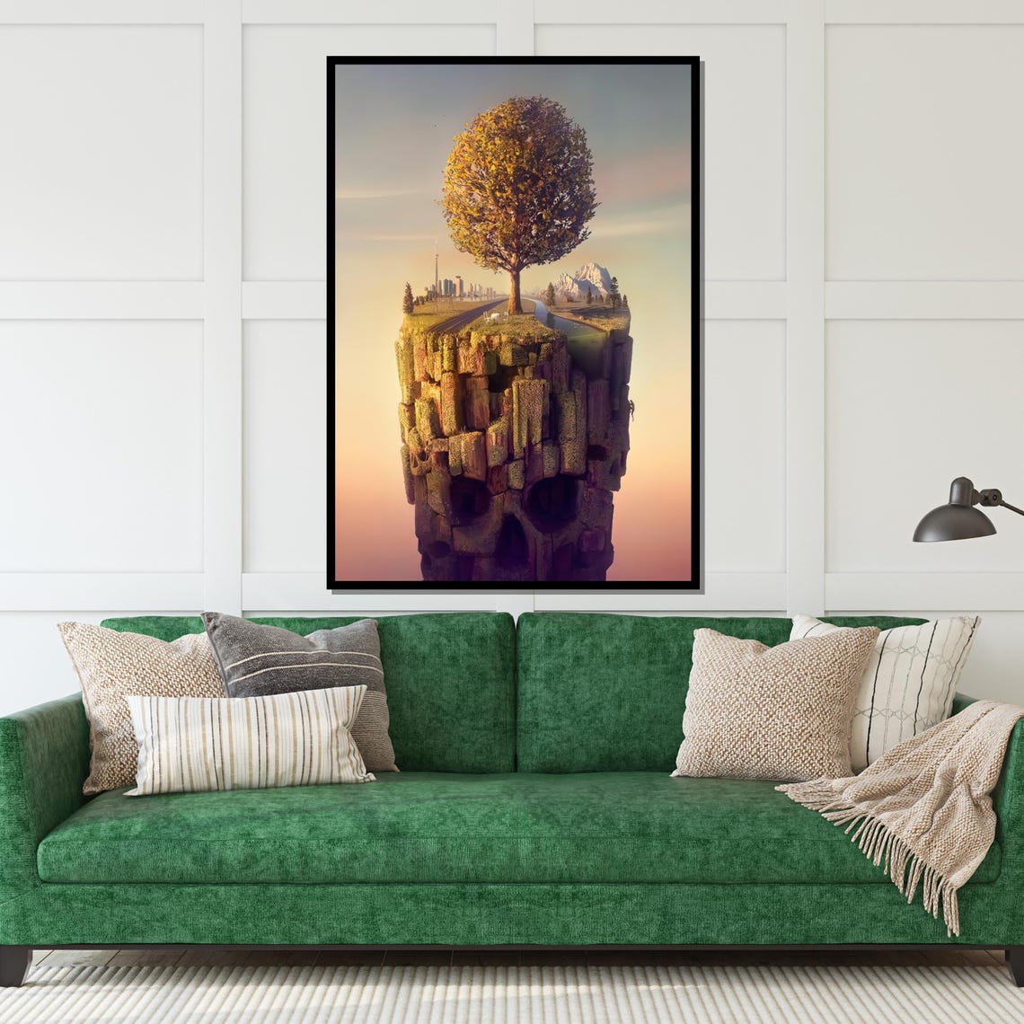 Floating Skull Island With Tree Sunset Road Surreal Landscape Poster - Image 5