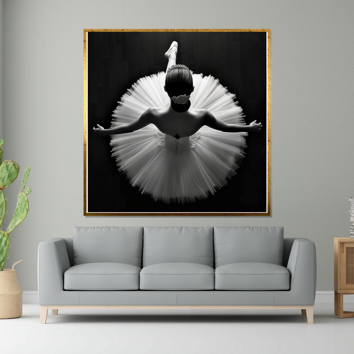 Ballerina from Above in White Tutu Black and White Art Poster