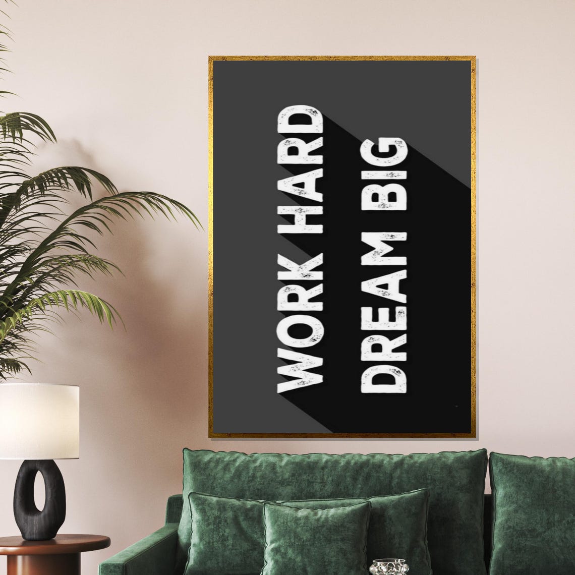 Work Hard Dream Big Bold White Typography Motivational Poster