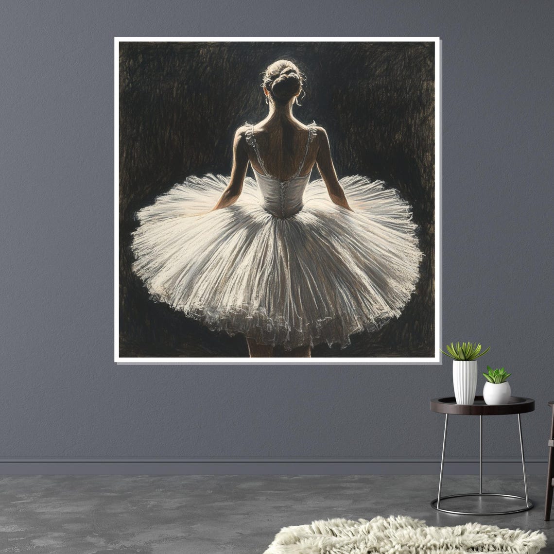 Ballerina in White Tutu Seen from Behind Classic Ballet Poster - Image 3