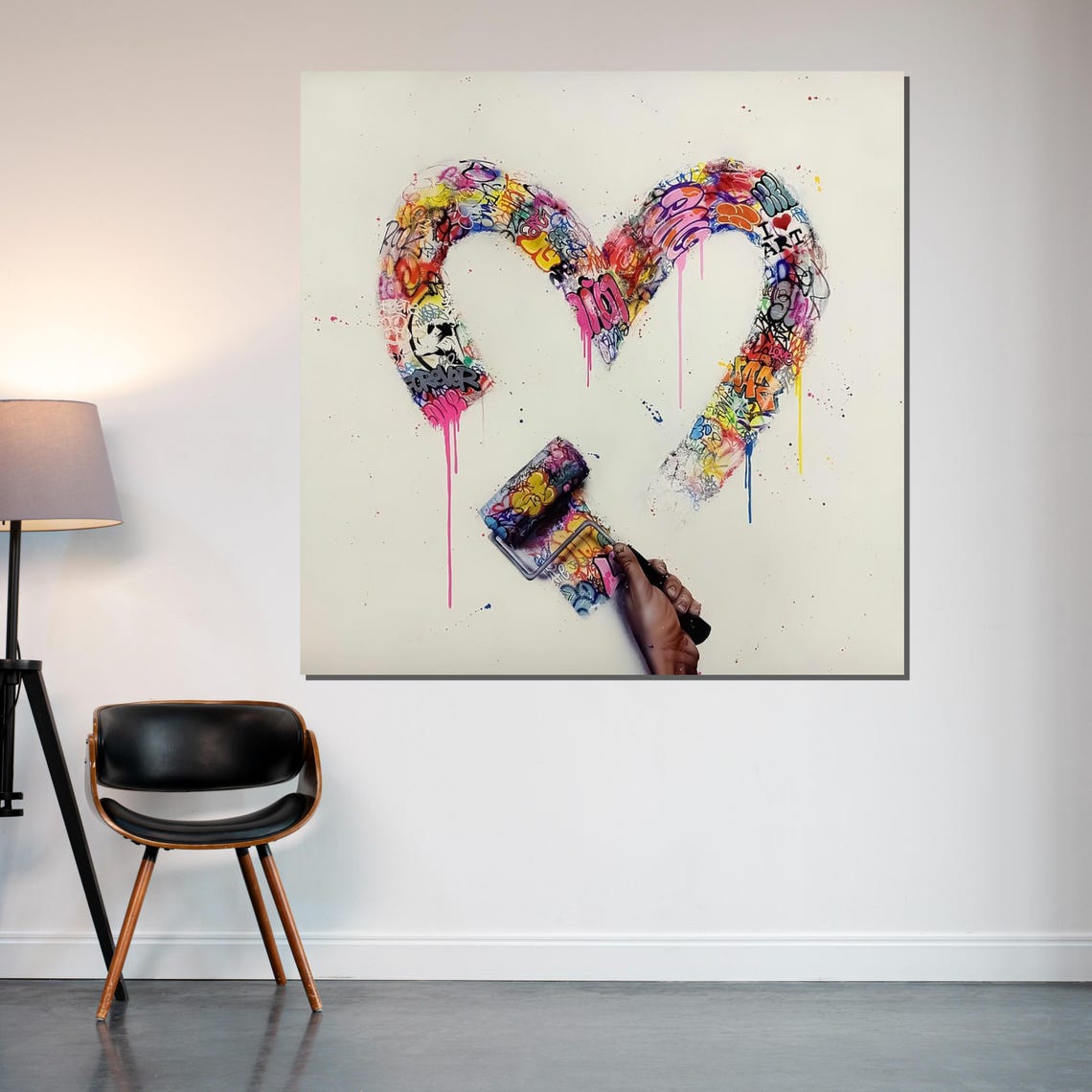 Graffiti Heart Street Art Paint Roller Colorful Urban Love Poster - Image 2