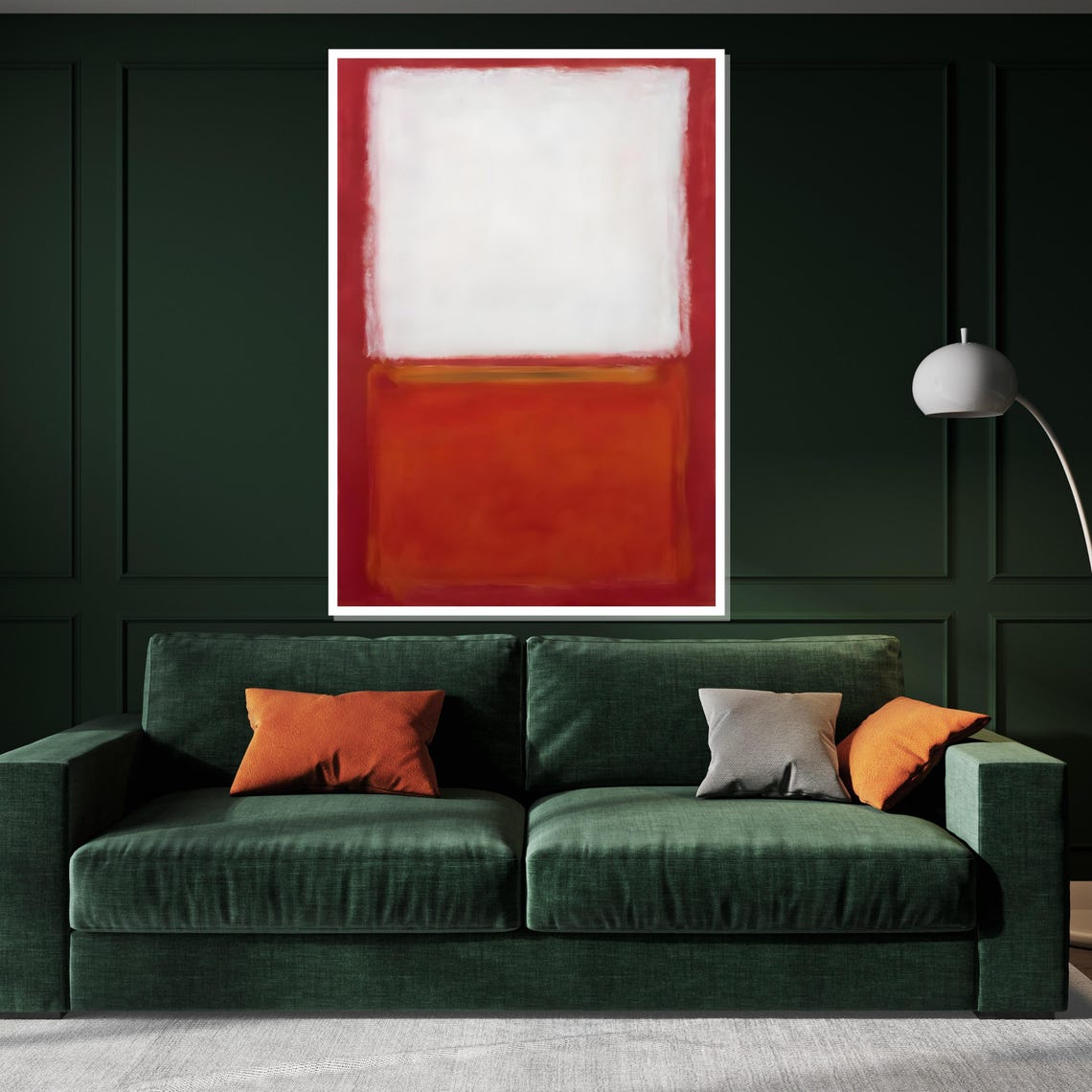 White and Red Color Field Abstract Minimalist Modern Art Poster - Image 3