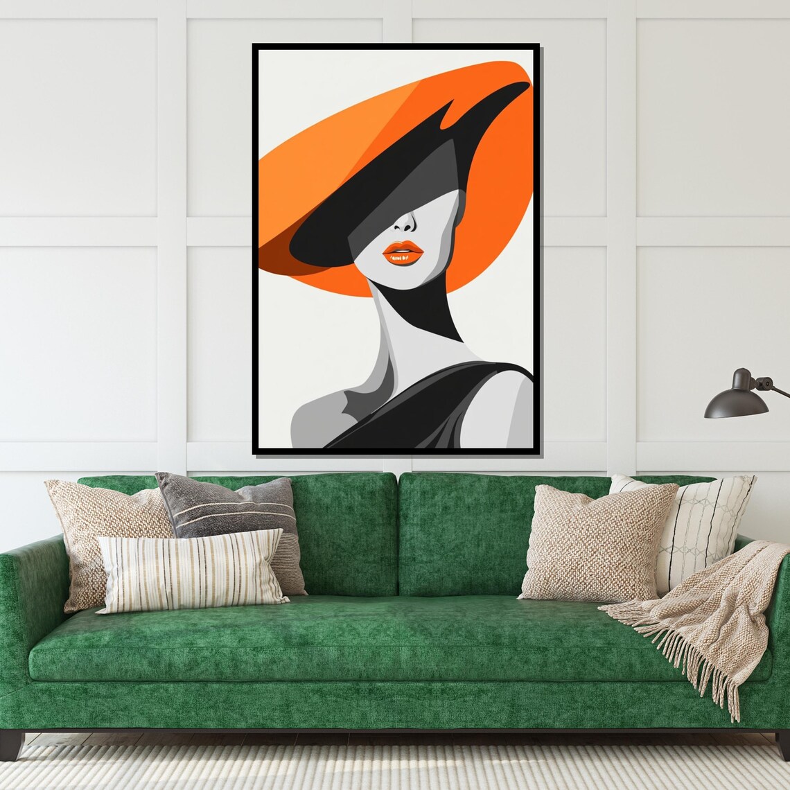 Elegant Woman in Orange Hat Bold Modern Fashion Illustration Poster - Image 5