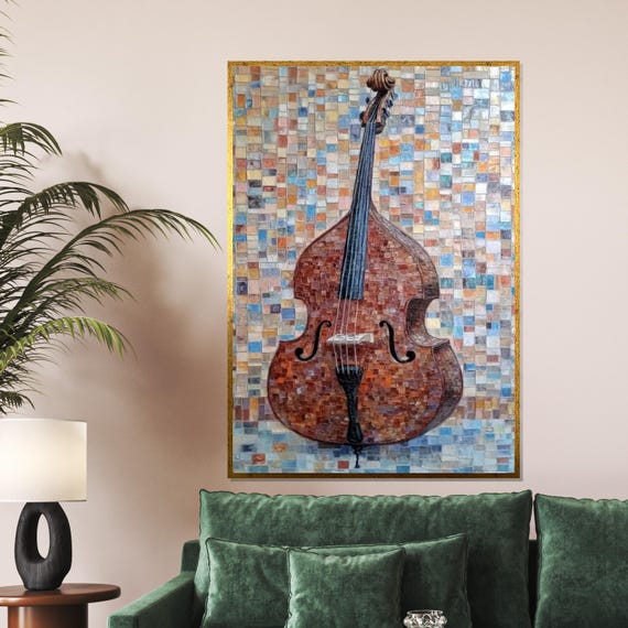 Colorful Cello Mosaic Instrument Art Music Wall Decor Cello Mosaic Print Wall Art Design Ready To Hang Decoration